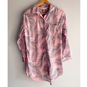 Victoria’s Secret VS Button Down Leaf Print Sleep Shirt Size Large